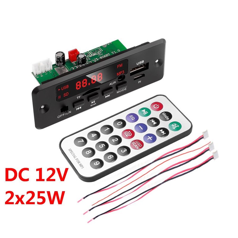 Bộ khuếch đại âm thanh không dây 2x25w dc 12v mp3 cho xe hơi
