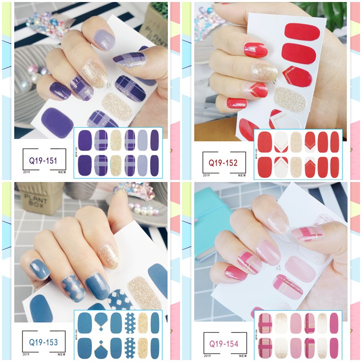 [Sỉ-Rẻ] Bộ dán móng tay nail sticker gồm 12 móng, không thấm nước, có độ đàn hồi tốt Phần 2 Q19 [Lẻ-Sỉ]