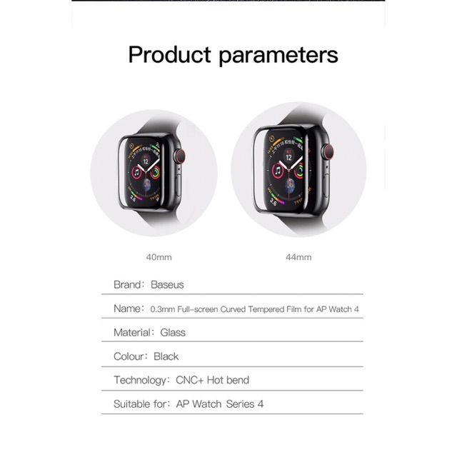 Kính cường lực BASEUS FULL VIỀN APPLE WATCH có từ size 38mm đến 44mm