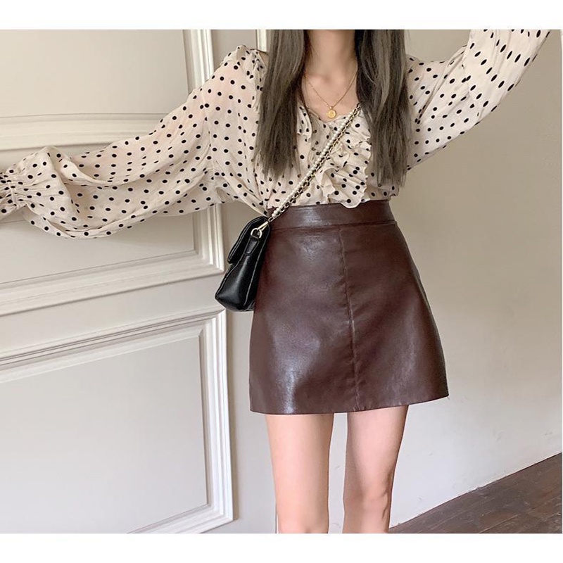 Chân váy chữ A IELGY lưng cao chất liệu da thời trang cá tính dành cho nữ