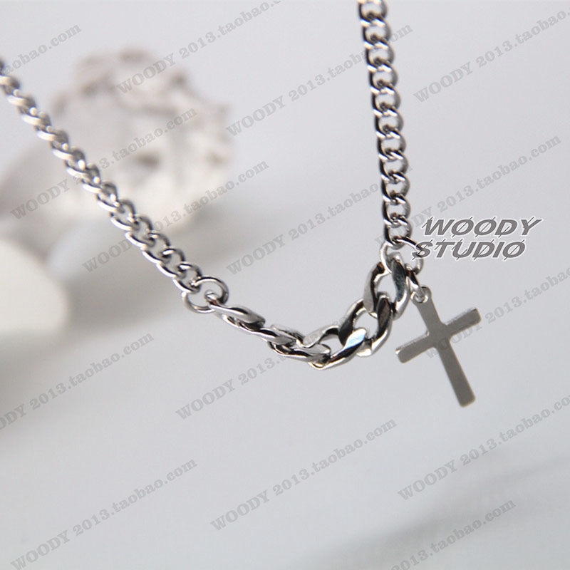 Hip Hop Street Fashion Asymmetric Splicing Chain Cross Necklace