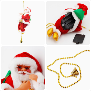 [willss] Xmas Santa Climbing Beads Ladder Doll Plastic Electric Gift Music Kid Toys BEST