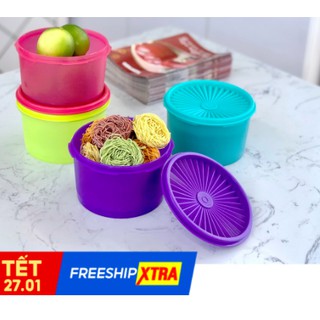 Bộ 4 hộp bảo quản thực phẩm kín khí kín nước Tupperware Midi Deco 1L