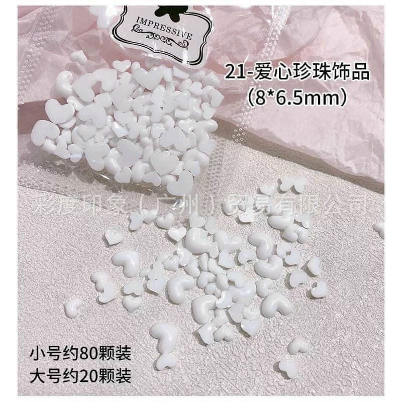 Set charm mix gấu, thỏ, nơ, trái tim phụ kiện nail đính móng, trang trí móng tay cao cấp