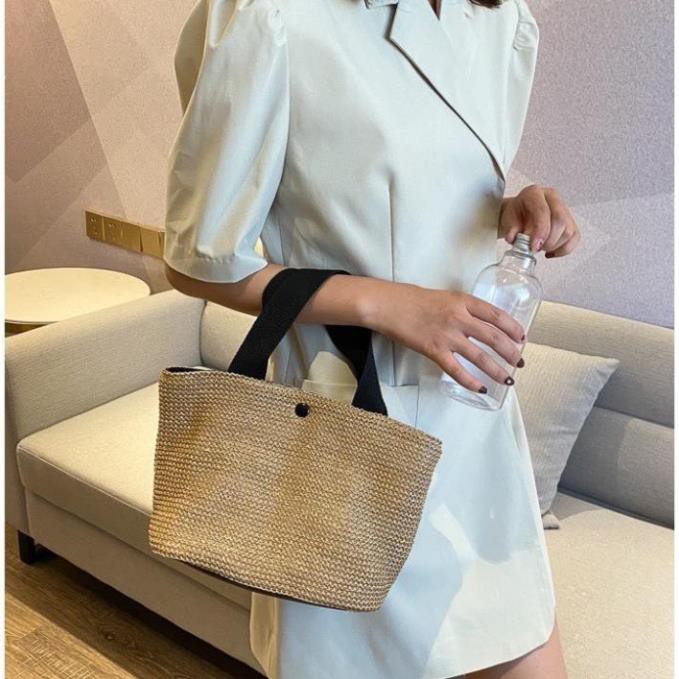 TÚI CÓI Vintage Hàn Quốc sang chảnh xách tay nữ hiện đại vải dệt cói lanh đi biển đa năng giá rẻ Tuidepstore