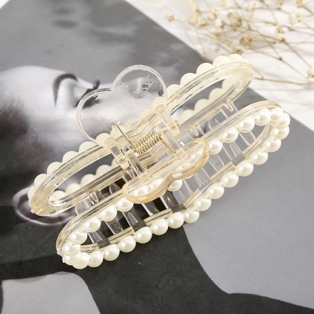 Kẹp tóc Haimeikang kiểu cá mập đính ngọc trai giả phong cách Hàn Quốc thời trang