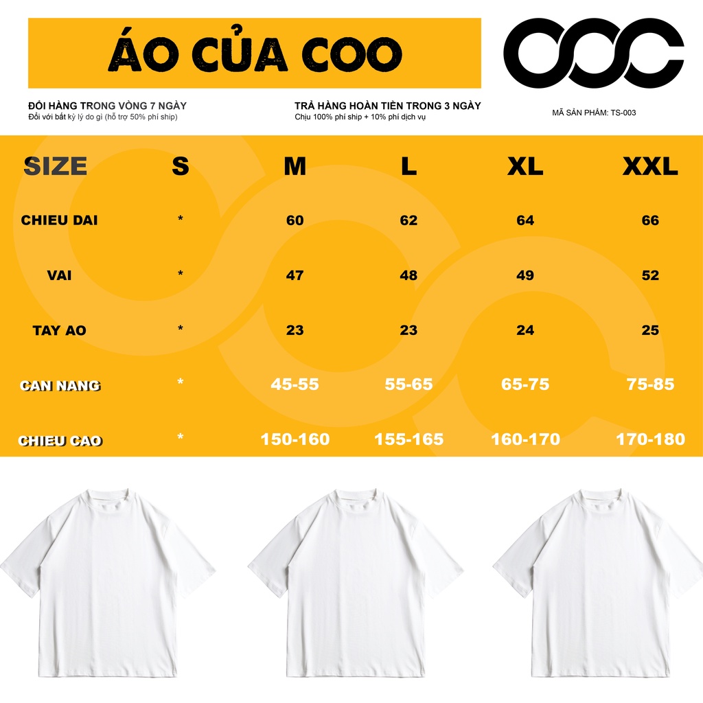 Áo thun cổ bó nam nữ Coo, áo phông fom rộng cổ bó TS-003
