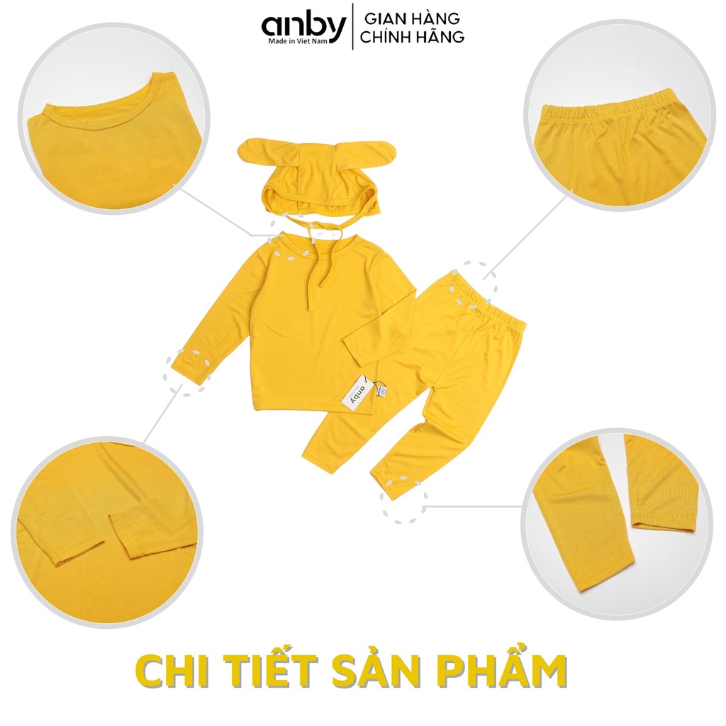 Bộ quần áo dài tay body trẻ em ANBY unisex nhiều màu cho bé từ 0 đến 5 tuổi tặng kèm nón tai thỏ AB19