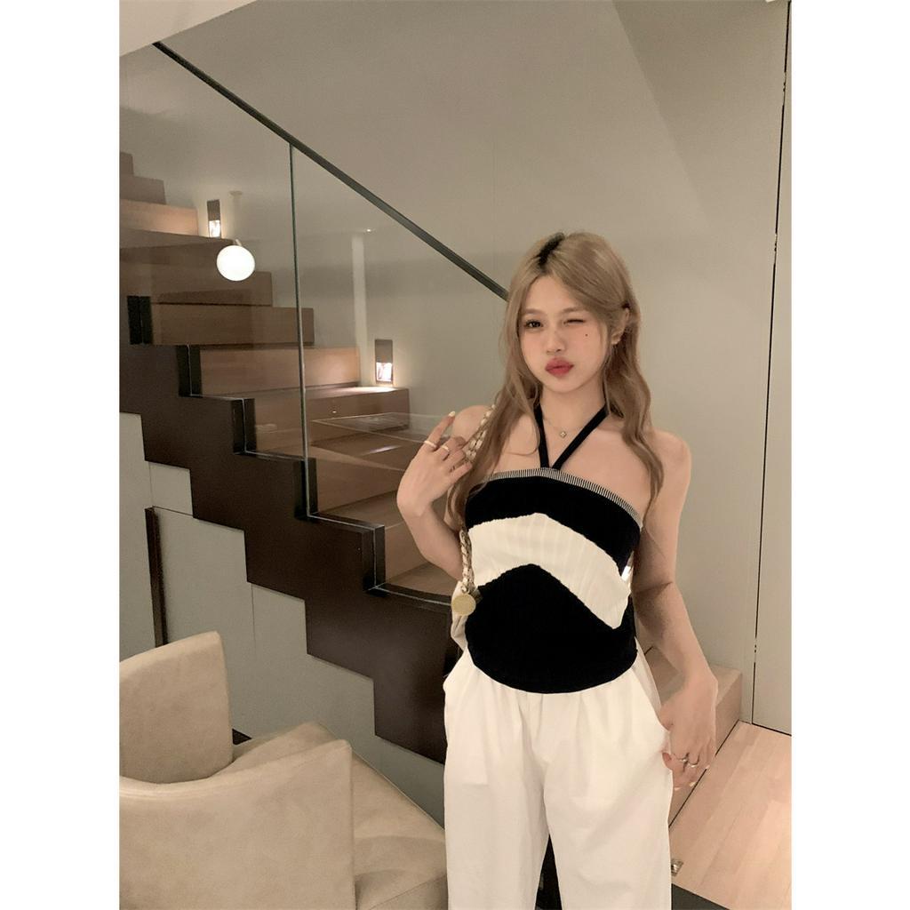 QADCOL Áo Tank Top Dệt Kim Kẻ Sọc Dáng Ôm Thời Trang Mùa Hè Cho Nữ