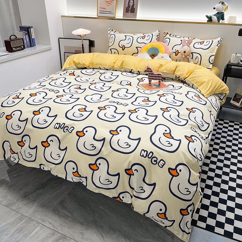 Bộ Drap & Chăn Phao Cotton Poly Gà Con