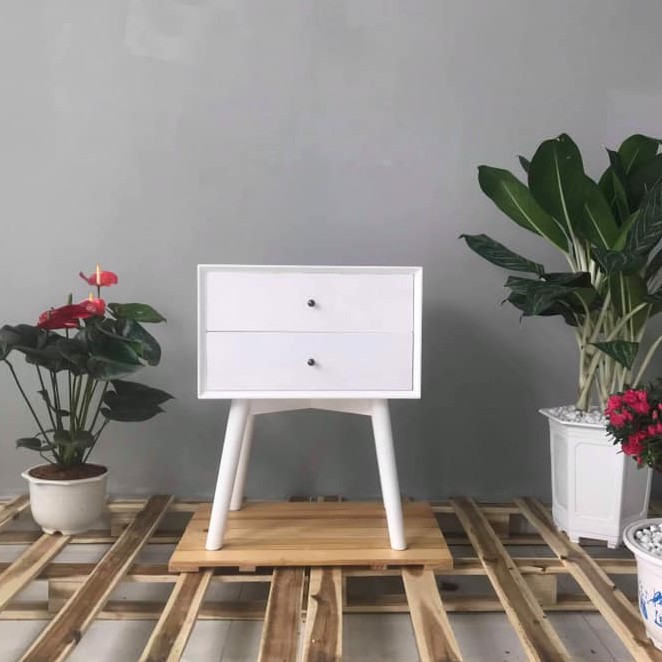 Tủ để đầu giường nhỏ gọn sang trọng màu trắng thương hiệu MW FURNITURE - Nội thất căn hộ