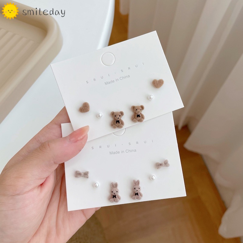 Bộ Khuyên Tai Đính Ngọc Trai/Nơ/Trái Tim/Gấu Thời Trang Cho Nữ