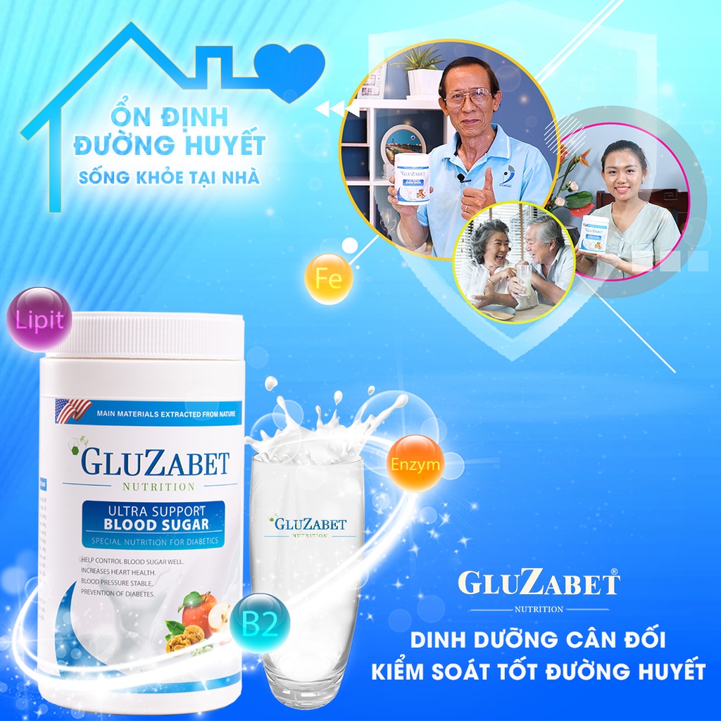 [Chính hãng] Sữa dinh dưỡng Gluzabet 400g, 800g dành cho người tiểu đường, ổn định đường huyết, ăn ngon ngủ ngon