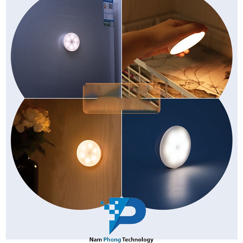 ĐÈN LED CẢM ỨNG CHUYỂN ĐỘNG DÁN TƯỜNG GBL 6 LED THÔNG MINH (SẠC ĐIỆN USB) - ÁNH SÁNG VÀNG
