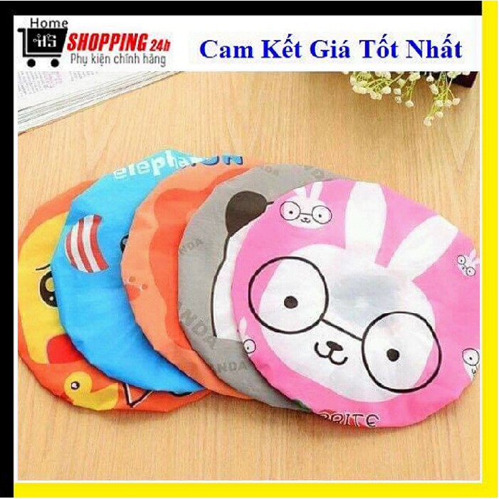 Combo 10 Mũ Trùm Ủ Tóc Đa Năng Siêu Cute, Nón trùm tóc gội đầu, nón tắm họa tiết hoạt hình có thun bo tránh ướt tóc