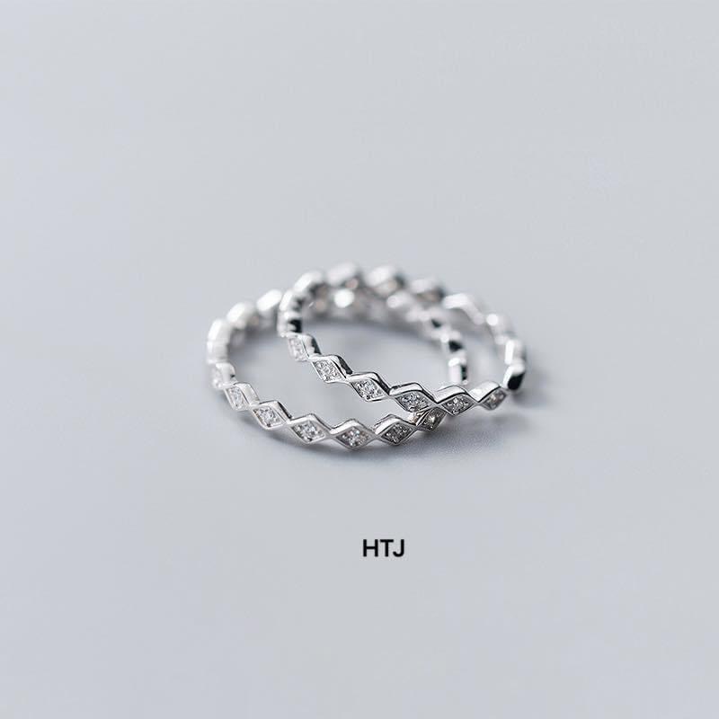Nhẫn nữ bạc ta đính đá hình thoi dạng hở dễ đeo - Kho sỉ bạc Nhất Linh