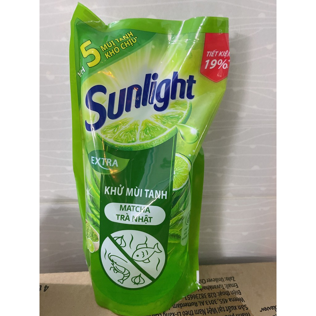 Nước rửa chén Sunlight Extra trà xanh matcha Nhật Bản túi 750g