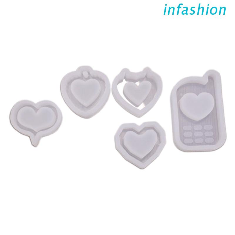 Khuôn Làm Móc Khóa Bằng Silicone Epoxy Hình Trái Tim