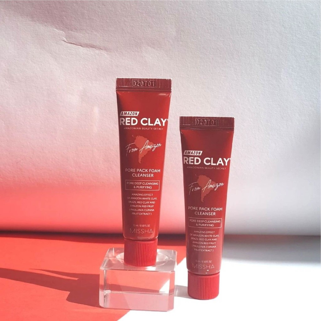 [Mini] Sữa Rửa Mặt Đất Sét Giúp Làm Sạch Sâu Missha Amazon Red Clay™Pore Pack Foam Cleanser 15ml