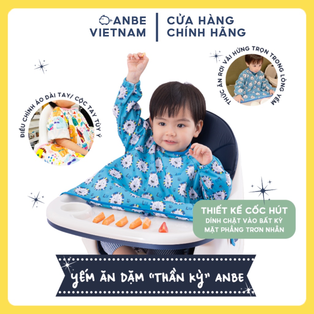 Áo Yếm Ăn Dặm Thần Kỳ Dài Tay Chống Thấm BLW Cho Bé ANBE VIETNAM