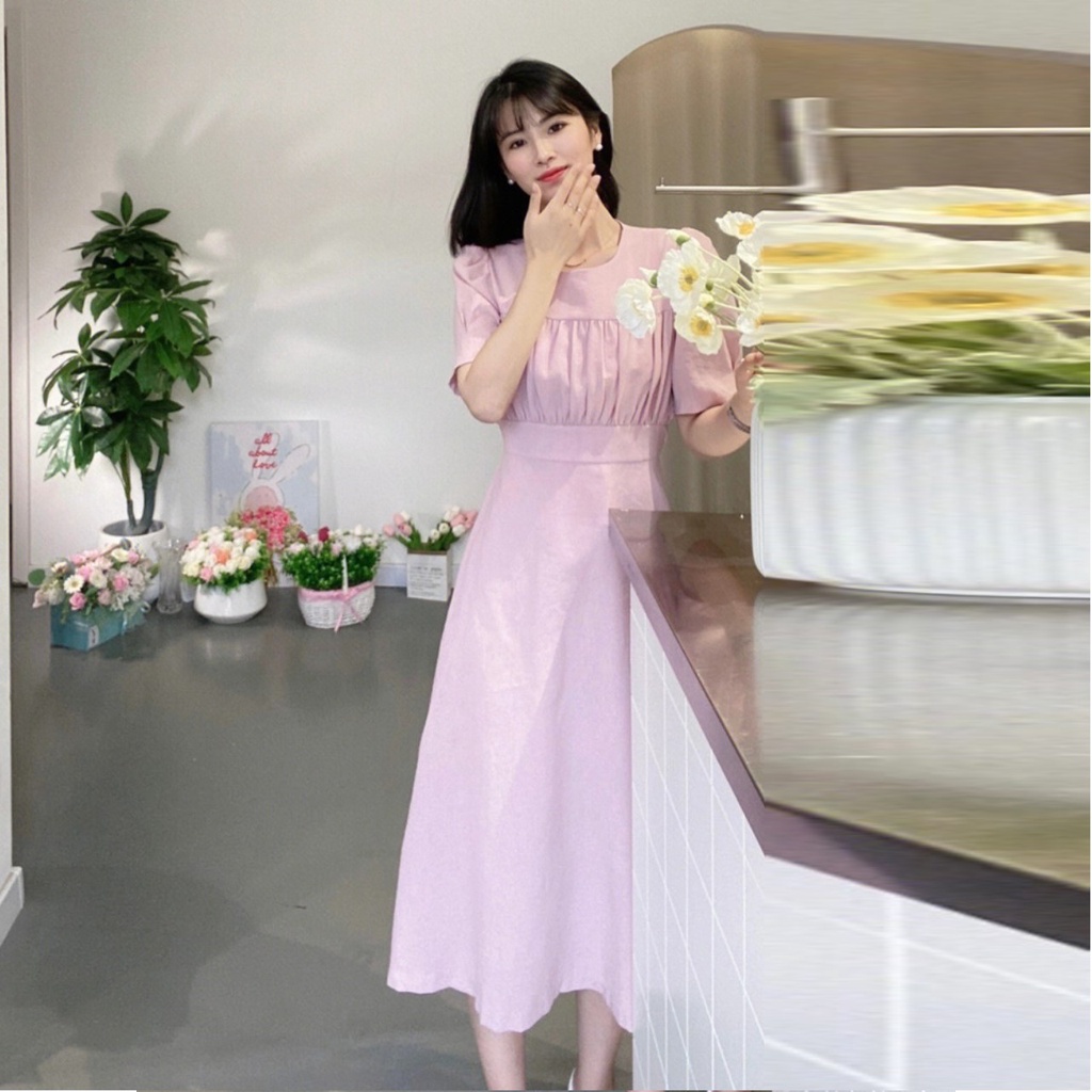 [ORDER] Váy Voan Thanh Lịch Dáng Dài Xòe Thắt Eo Dây Buộc Công Sở Hàn Quốc VD118 ICC Official Store