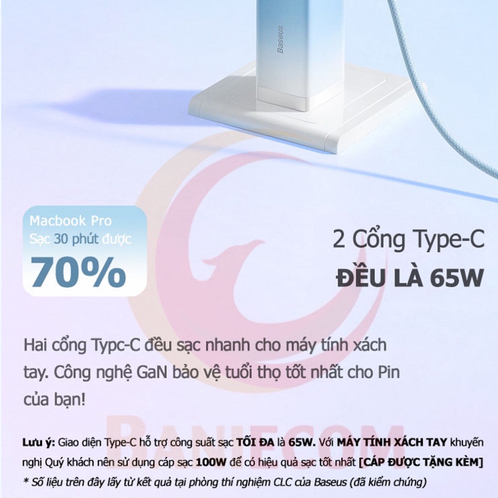 NEW GaN3 | Bộ Sạc Baseus GaN3 Pro Charging Charger C+C+A 65W Charging Set