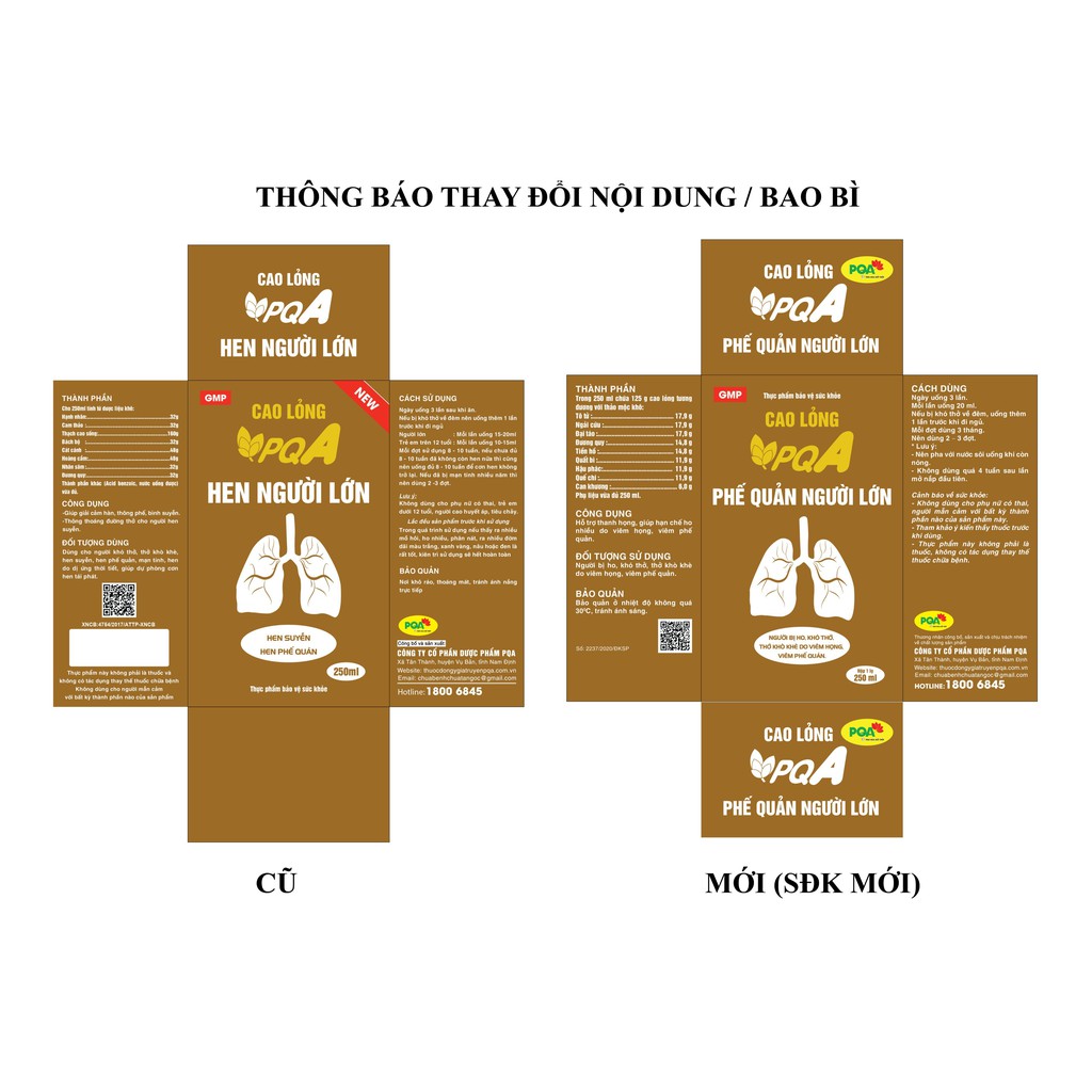 Hen Người Lớn PQA  Giúp Giải Cảm Hàn, Thông Phế, Bình Suyễn Và Thông Thoáng Đường Thở Hộp 250ml