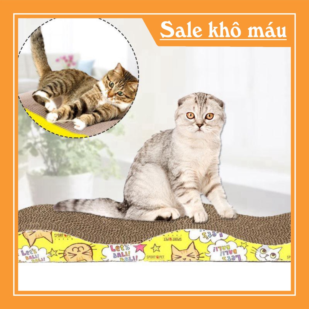 Bàn cào móng cho mèo size 45x10x5 lượn sóng cho mèo tặng 1 túi bạc hà