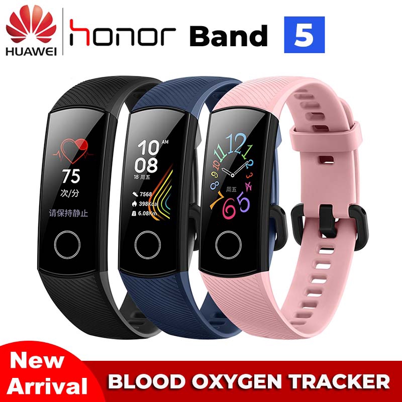 Original Huawei Honor Band 5 Smart Wristband Blood Oxygen Color Touch Screen Swim Monitor Heart Rate Tracker