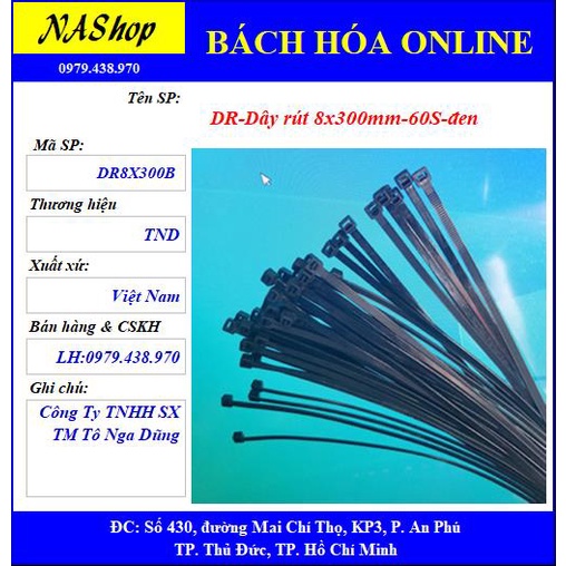 NaShop - Dây rút đen trắng 20cm,25cm,30cm,40cm,50cm tốt