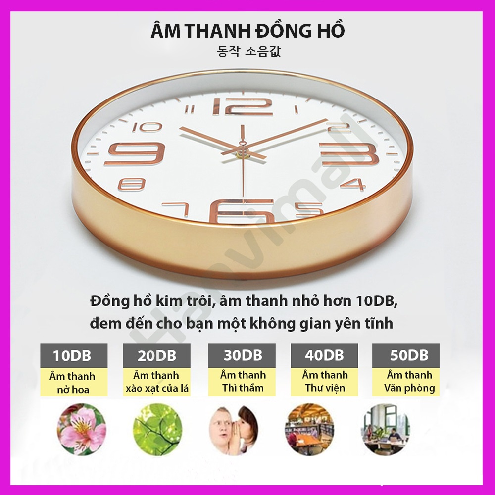 Đồng Hồ Treo Tường Kim Trôi Trang Trí Siêu Bền