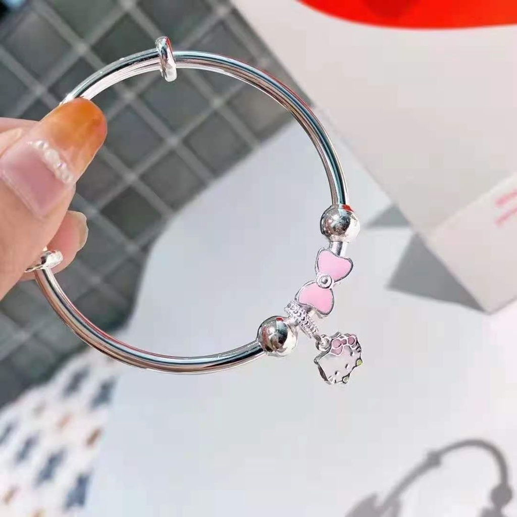 Vòng Tay Bạc Sterling 990 Xỏ Hạt Hình Hello Kitty Cung Hoàng Đạo Thời Trang Cho Cặp Đôi