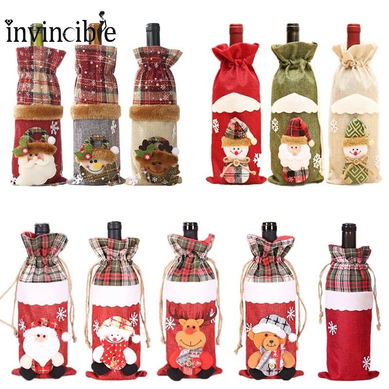 Túi Bọc Chai Rượu Vang / Chai Rượu Vang Hình Cây Thông Giáng Sinh Nhiều Kiểu Dễ Thương Chống Bụi Trang Trí Bàn Tiệc Giáng Sinh
