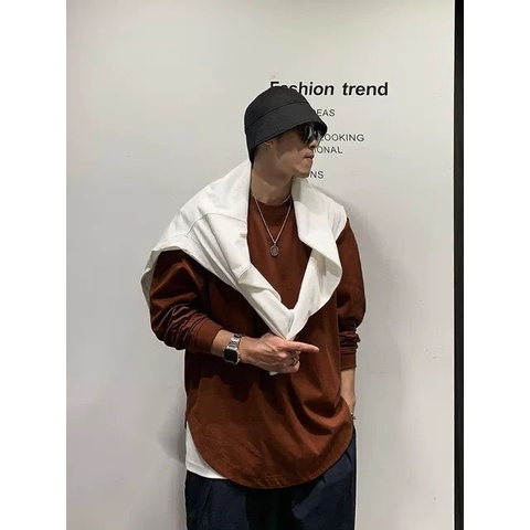 Áo thun Tay dài Lai bầu N95 BROWN CVC - Giá sỉ Unisex