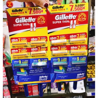 Dao cạo râu gillette super thin - blue plus lưỡi kép date mới