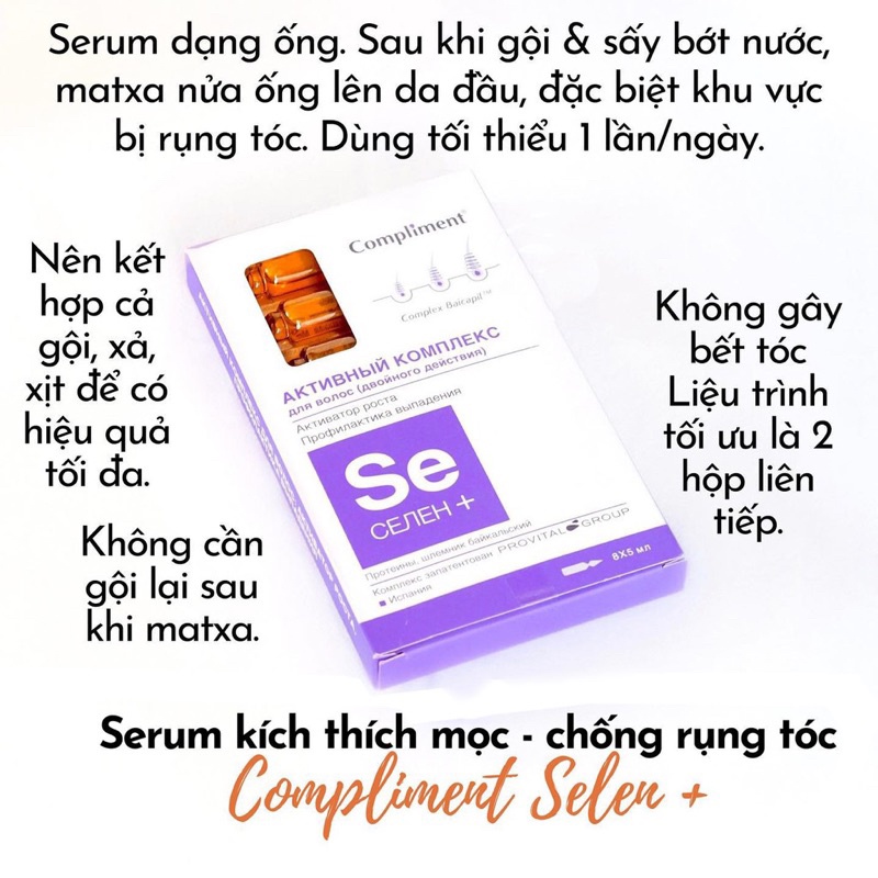 Xịt tóc &amp; Serum tóc kích thích mọc tóc Compliment Selen