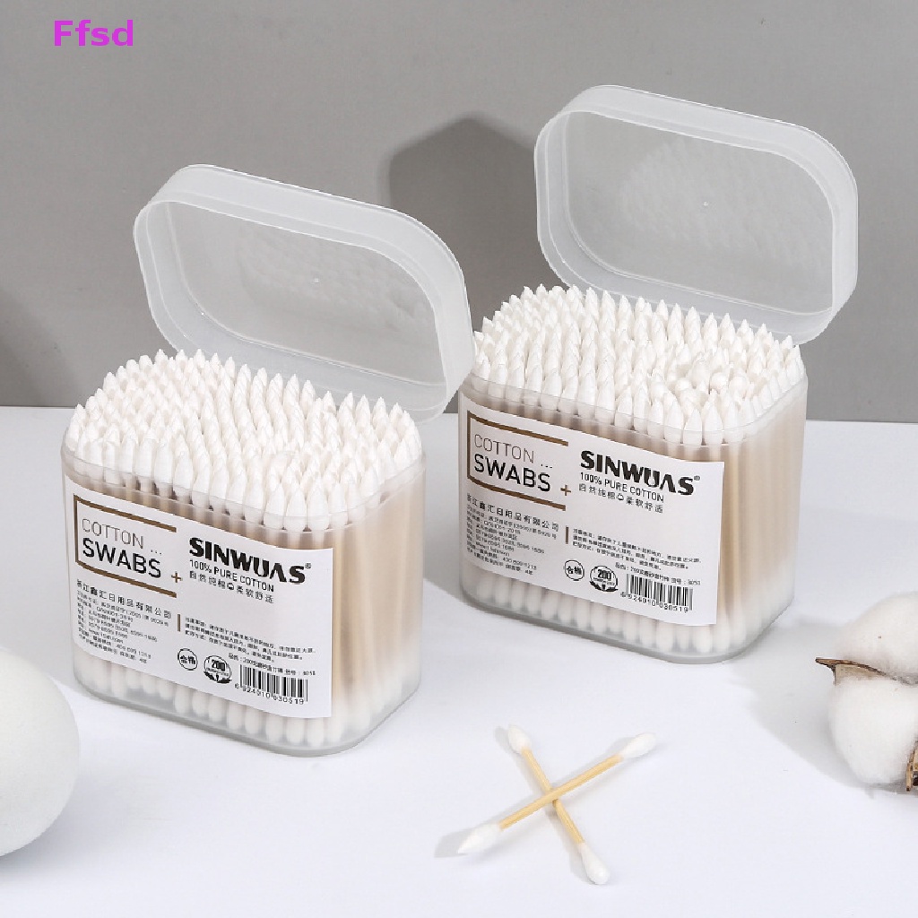 Hộp 100 / 200 Tăm Bông Cotton Hai Đầu Dùng Một Lần Đa Ứng Dụng