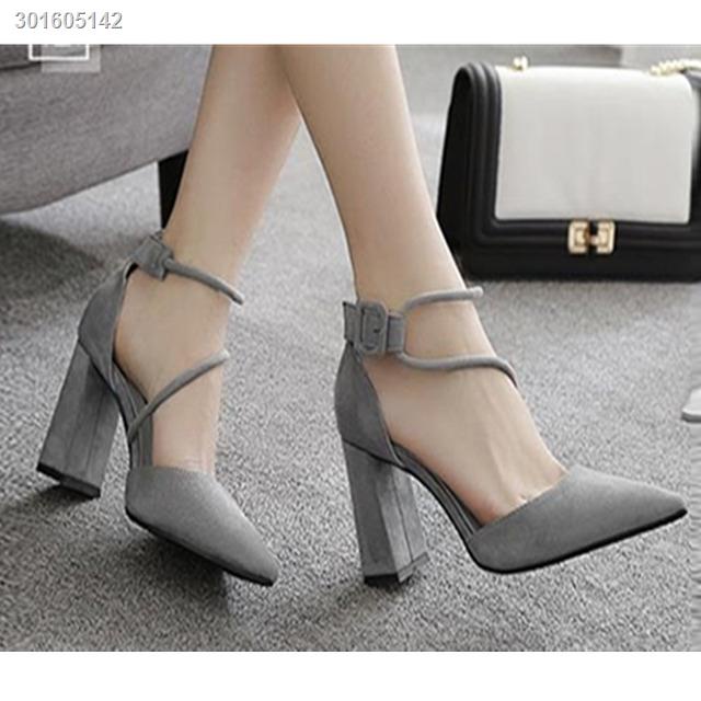 Giày cao gót mũi nhọn màu đen phong cách Hàn Quốc thời trang mùa xuân 2021 dành cho nữ