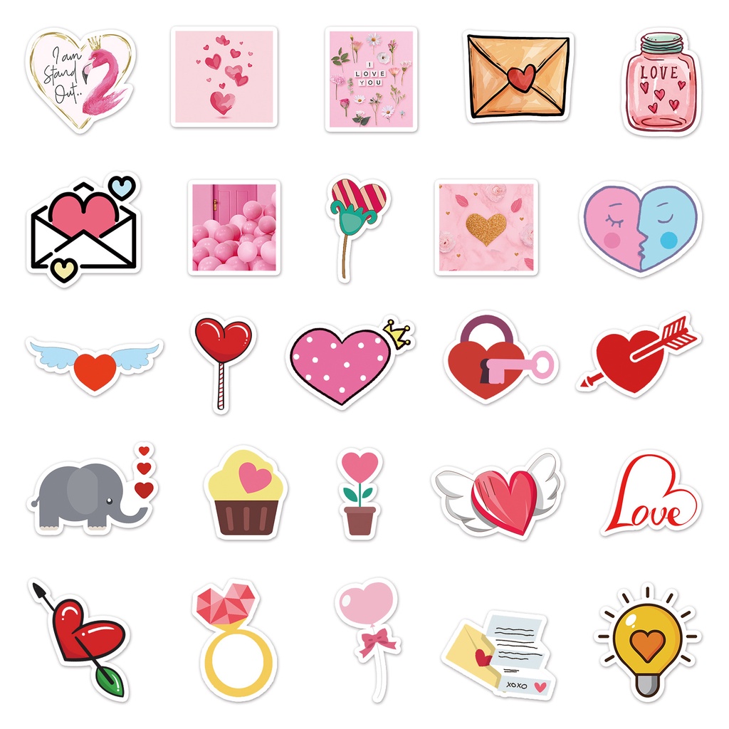 [50 Hình] Hình dán sticker phong cách tình yêu dễ thương dán trang trí mũ bảo hiểm, điện thoại, laptop - DB.115