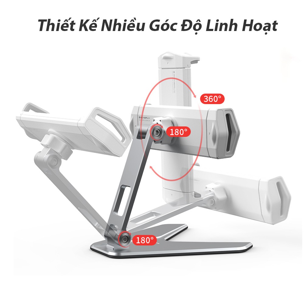 Giá Đỡ Tablet &amp; Điện Thoại Boneruy P15 Hợp Kim Nhôm Xoay 360 Độ Xếp Gọn Phù Hợp Sử Dụng Nhiều Dòng Máy Từ 4 - 12.9inch