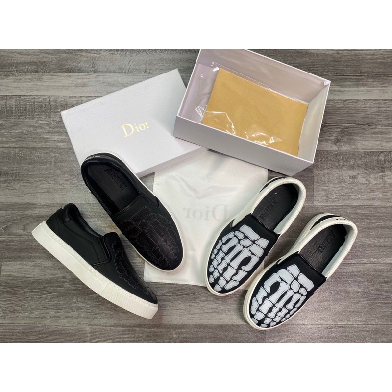 Giầy slipon xương Amiri - giày lười da hình xươg đế cao su non cao cấp