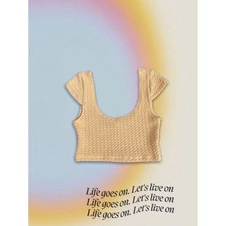 Croptop màu chất xốp cổ rộng