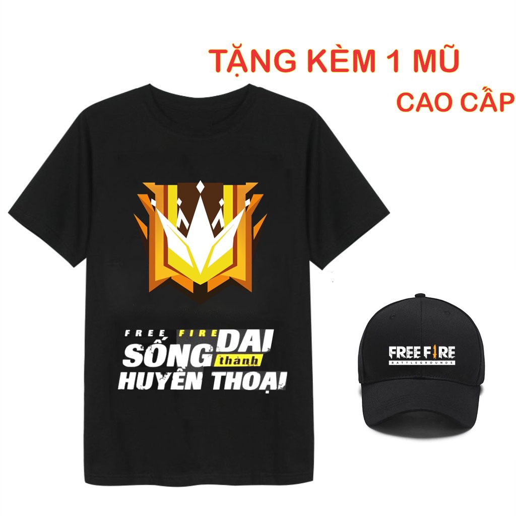 HOT BST áo thun in hình rank Free Fire sống dai thành huyền thoại tặng kèm 1 nón chất lượng