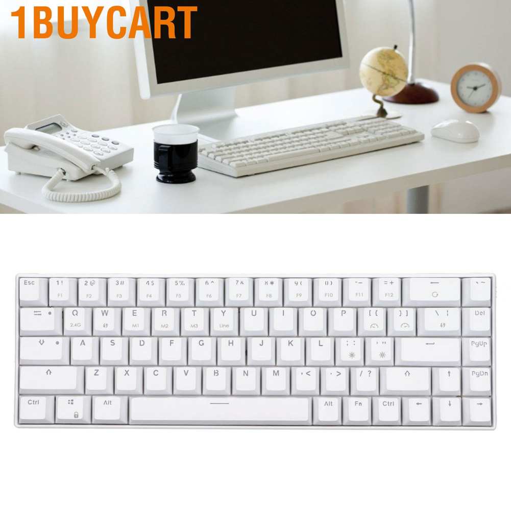Bàn phím cơ không dây 1buycart 2.4 G 68 màu trắng cho Windows Android IOS