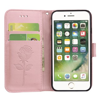 For iPhone 5 5se 6 6s 7 8 Plus 3D Embossed Flower Leather case