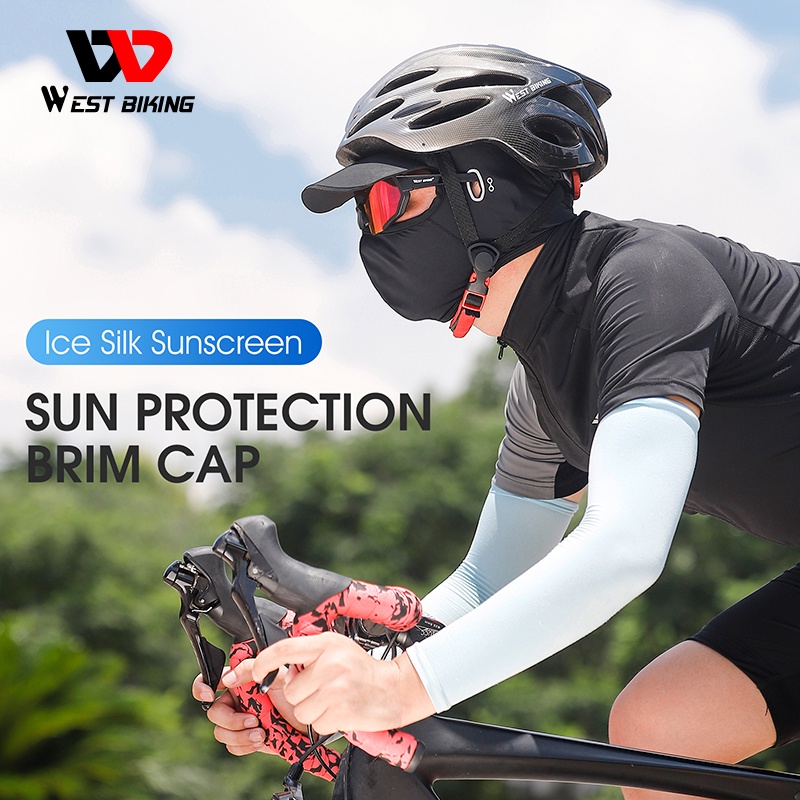 Mũ trùm đầu kiêm khẩu trang WEST BIKING che toàn bộ khuôn mặt bằng lụa lạnh chống nắng thoáng khí bảo vệ tiện lợi