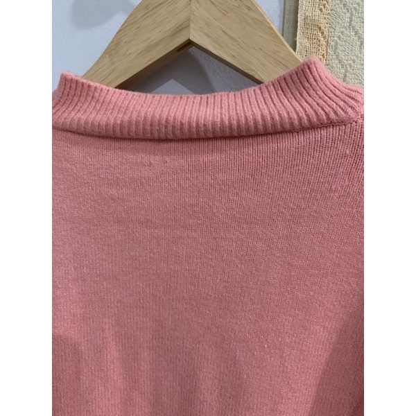 Áo len hàn cổ 3 phân màu hồng cam 2hand