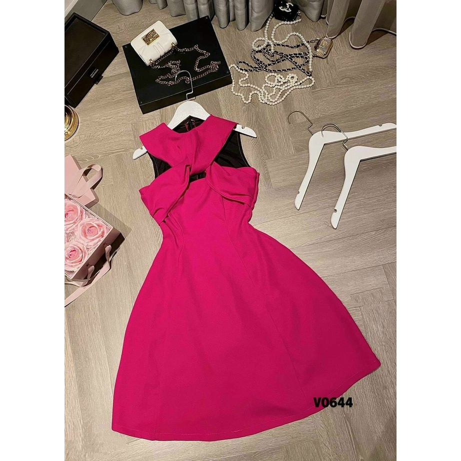 [ Miễn phí ship 2022] Đầm umi cổ yếm xoắn ngực có mút, váy xoè ôm eo thiết kế dự tiệc sang trọng nhiều màu