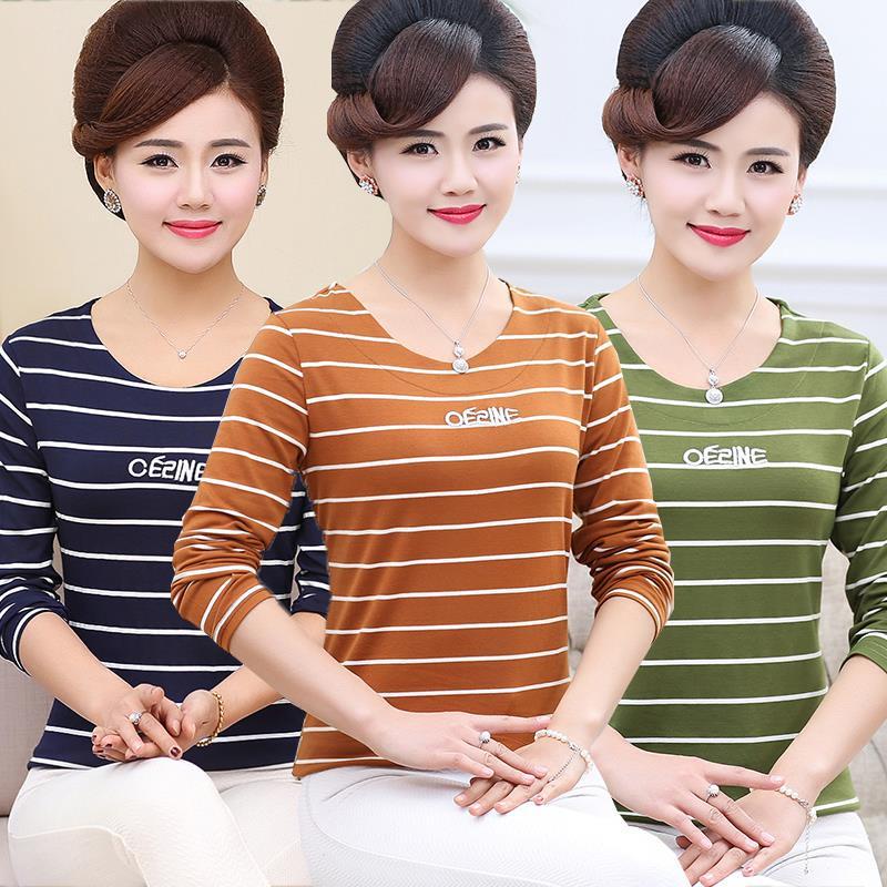 Áo Thun Tay Dài Phong Cách Mới Cho Phụ Nữ Trung Niên