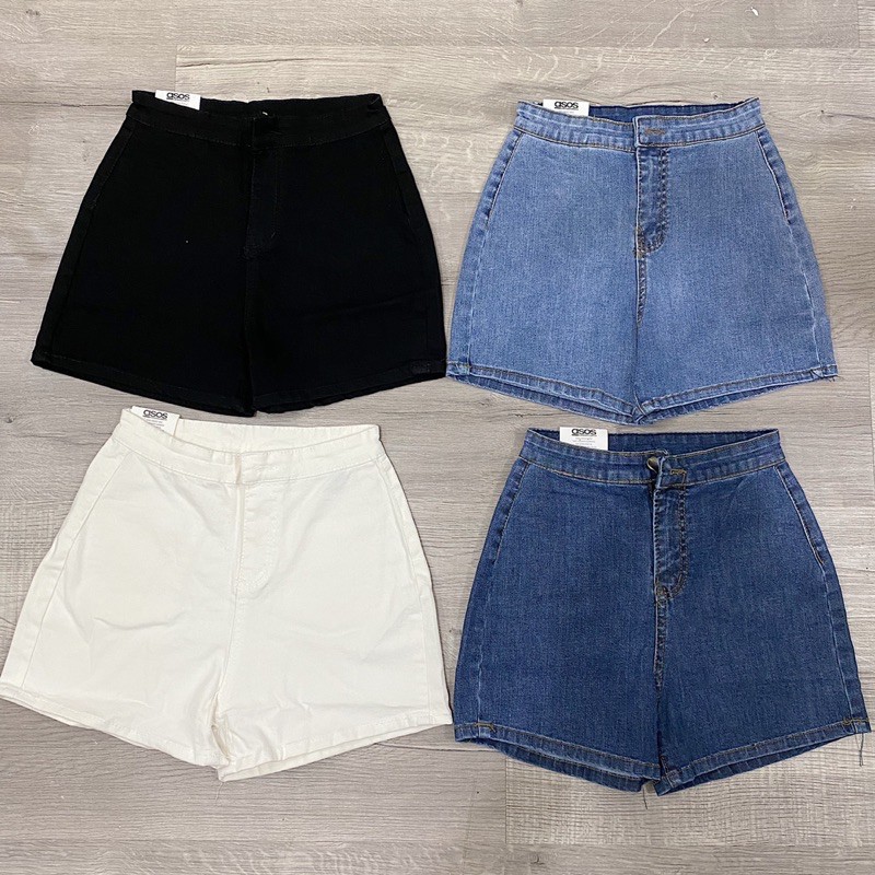 Quần shorts jeans cạp liền một nút lưng siêu cao tôn dáng, chất jeans dày dặn, co giãn thoải mái (hình thật)